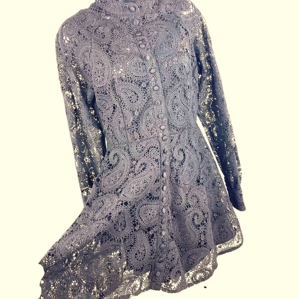 Womens lacy black dress NEW 34 chest 32 long modest  lined